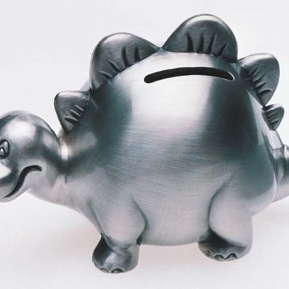 Dinosaur Money Box - Pewter