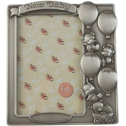 New Baby Photo Frame - Pewter