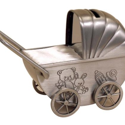 Pram Money Box - Pewter