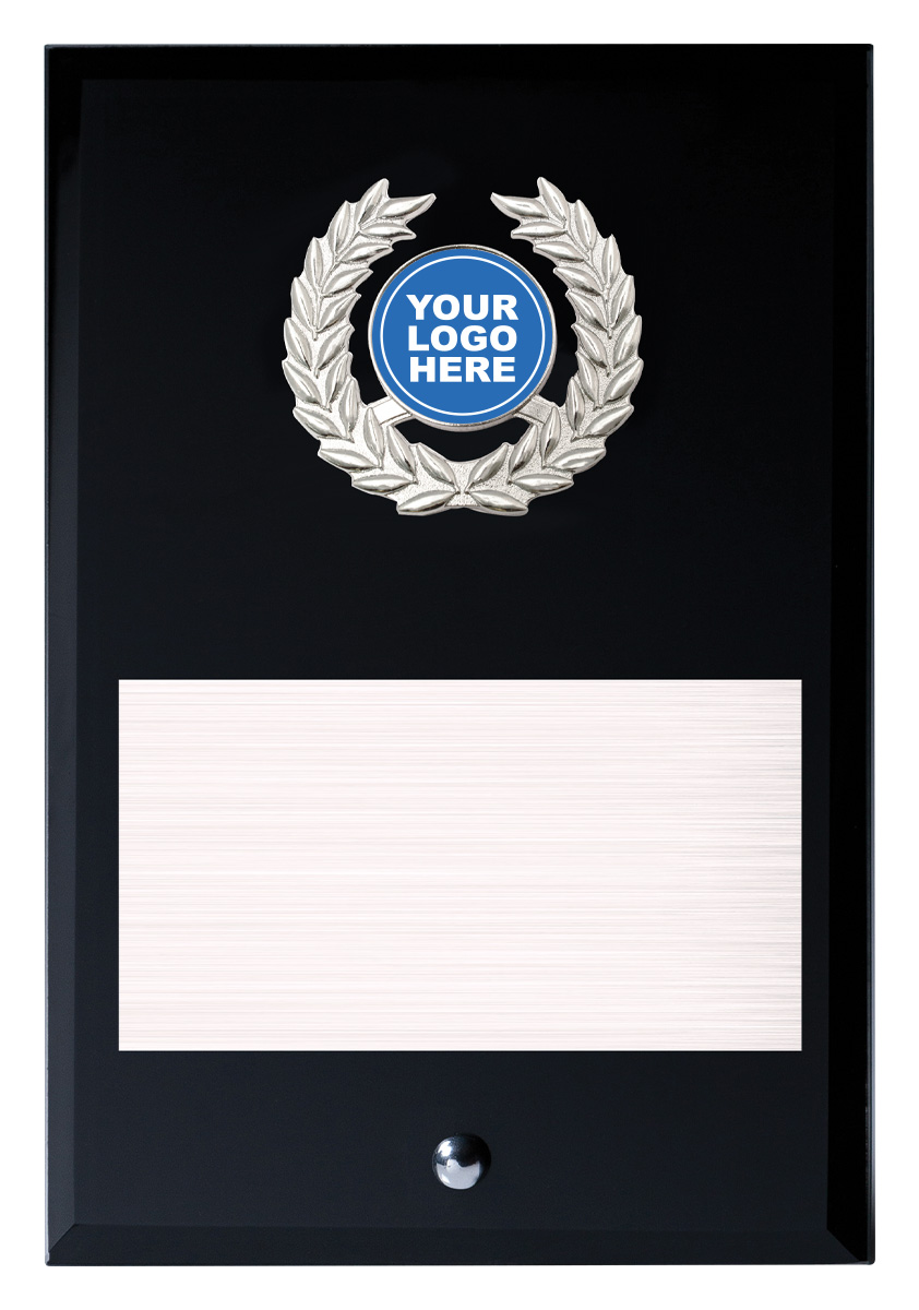 Black Glass Mirror Plaque With Etch And Color Fill - View #13